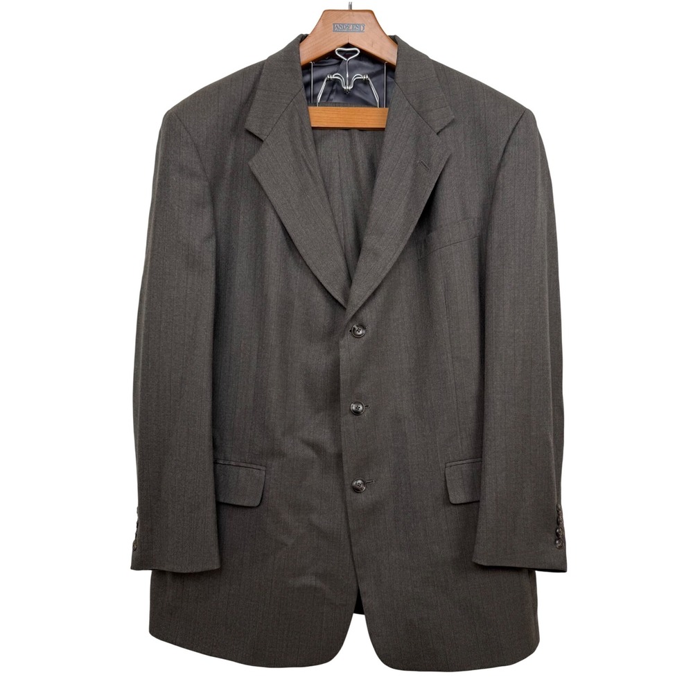Hart Schaffner Marx Softly Tailored 2 Piece Suit 44L 38x30 Gray Pinstripe Wool